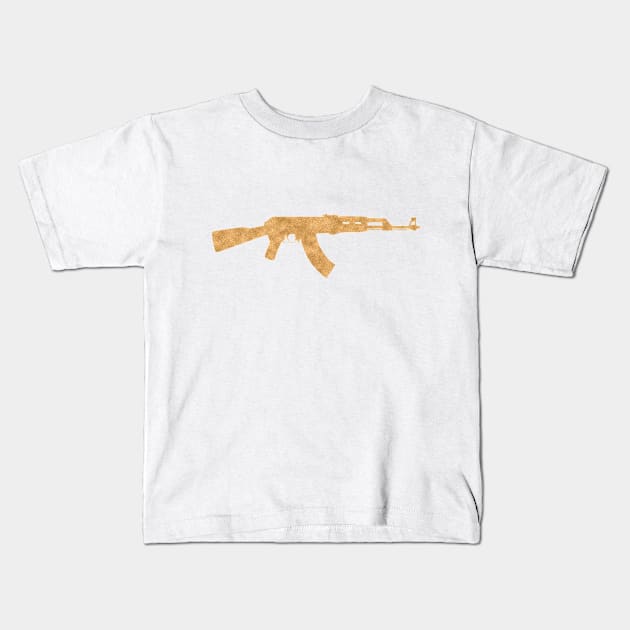 Gold AK47 Rifle Kids T-Shirt by nolabel